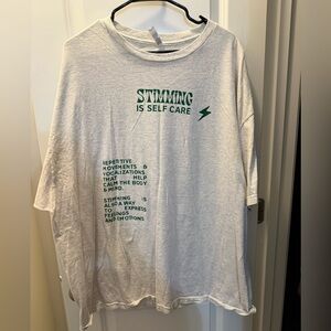 American Apparel White Short Sleeve Tee with Green Print